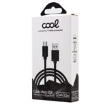 Cable USB Compatible COOL Universal (micro-usb) 1.2 metros Negro 2.4 Amp