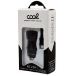 Cargador Coche Cable MicroUsb (2 x Usb) COOL 2.4A Kit 2 en 1 Negro