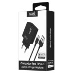 Cargador Red Conector Tipo-C Universal 3Amp (Carga Rápida) COOL Kit 2 en 1 Negro