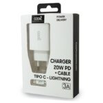 Cargador Red para iPhone COOL Entrada TIPO-C PD + Cable Tipo C – Lightning 1,2 metros (20W)