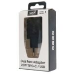 Cargador Red Universal Fast Charger (PD) Dual Tipo-C / USB COOL (20W) Negro